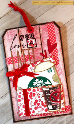 The Artful Maven: Tim Holtz Sizzix Chapter 1 - Love You A Latte Colorize  Cafe Valentine Gift Card Tag