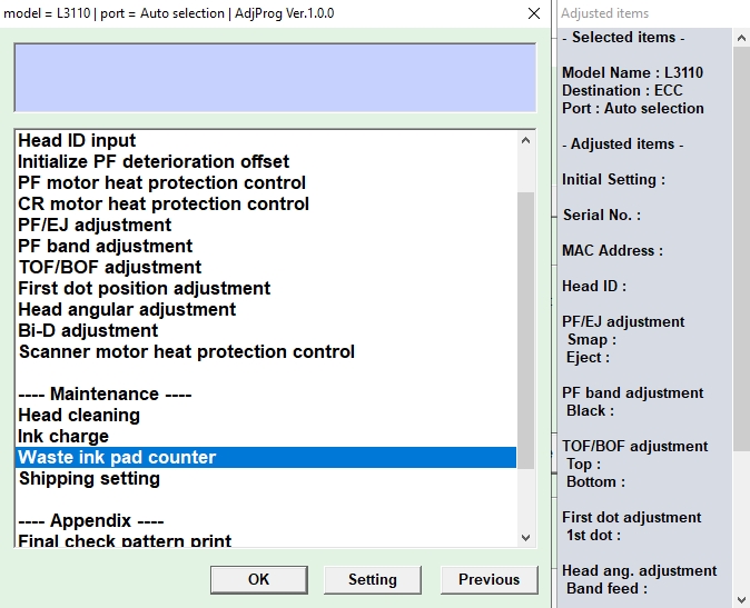 epson l3110 printer reset software