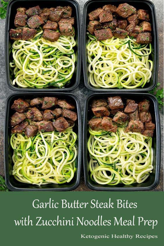 Garlic Butter Steak Bites with Zucchini Noodles Meal Prep Easy Dinner