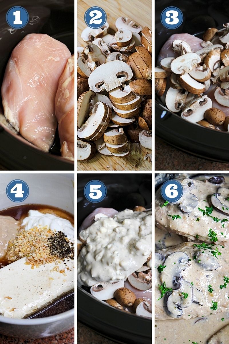 Step-by-step collage of photos of the recipe being made