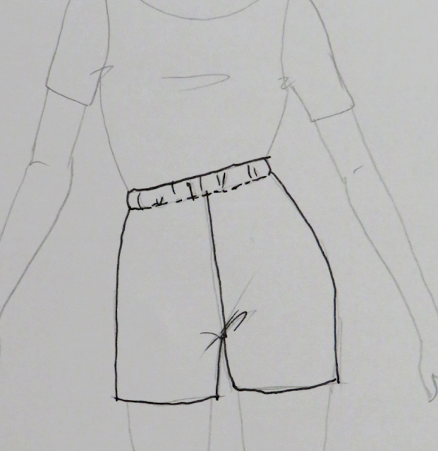 Ilustración short con elástico en la cintura una vez confeccionado