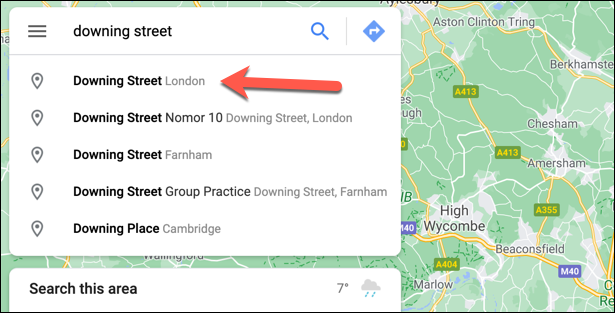 Google Maps Web Search Bar