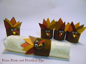 Turkey Napkin Rings made from paper towel tubes 