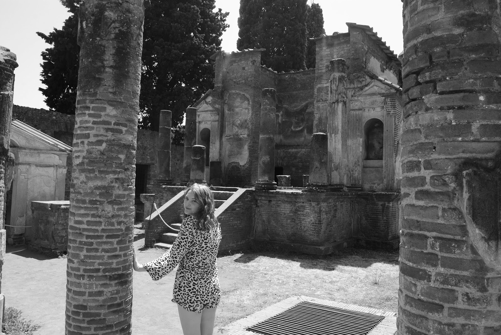 Temple of Isis in Pompeii Italy wearing Auguste playsuit