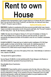Printable Rent To Own Contract Forms For Houses