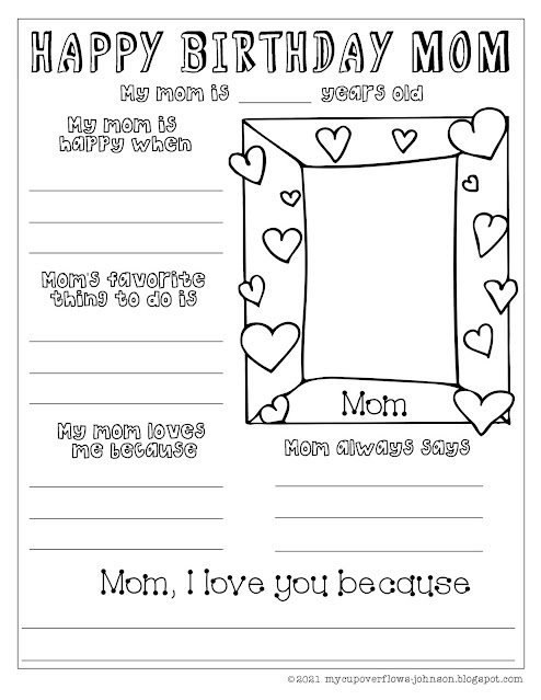 Happy Birthday mom worksheet to fill out