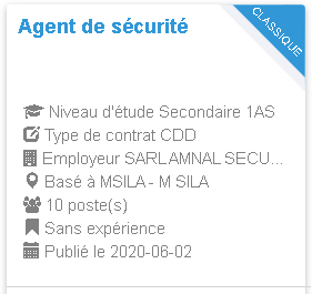 SARL AMNAL SECURITE M SILA Agent de sécurité