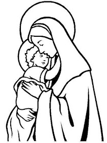 Virgen María y el niño Jesús colorear