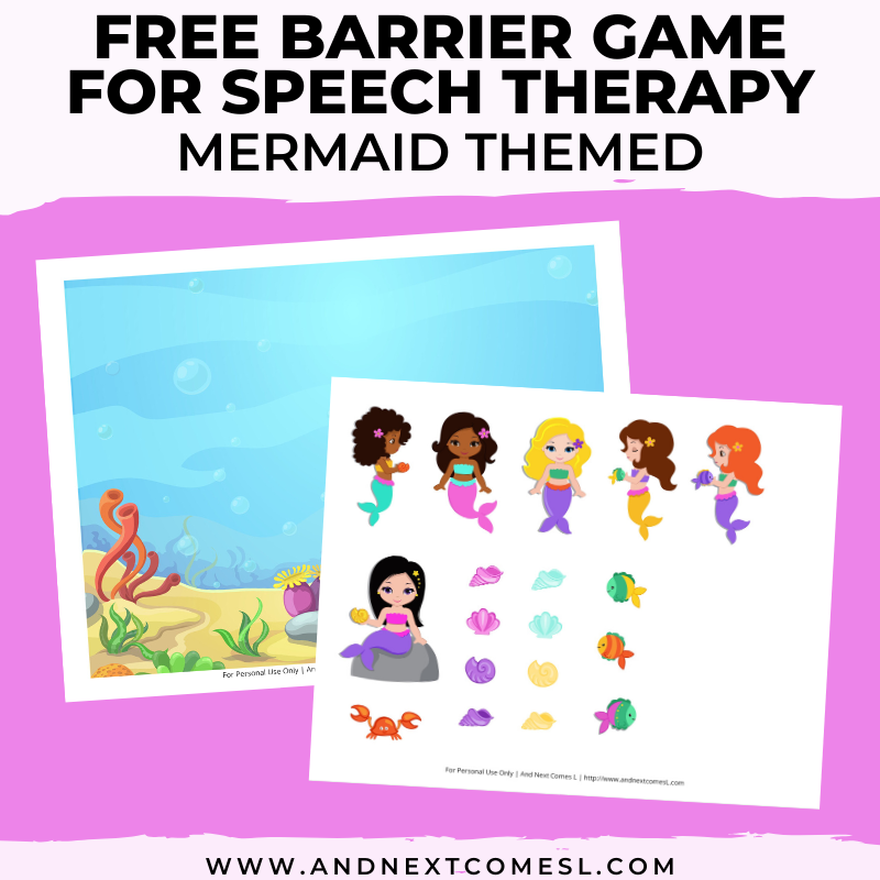 Free Printable Mermaids Barrier Game for Speech Therapy And Next