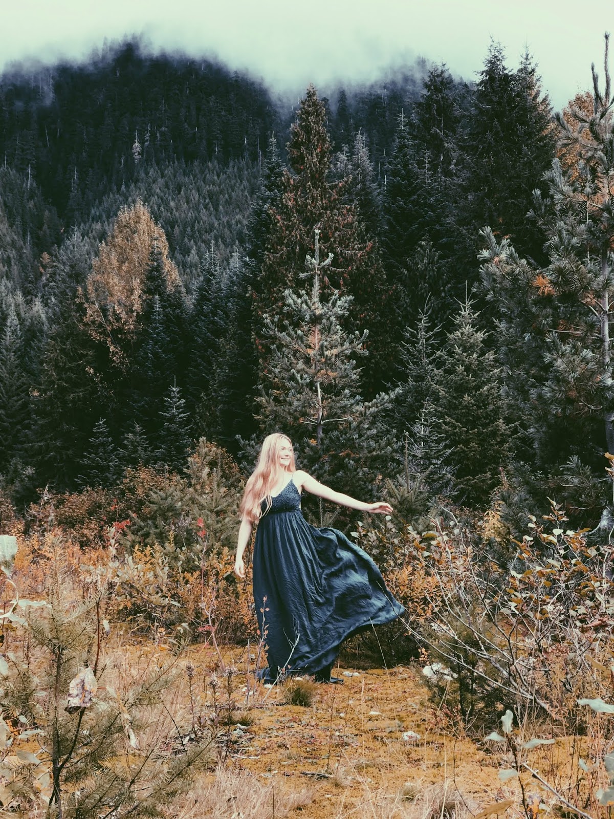 teenage girl in mountains