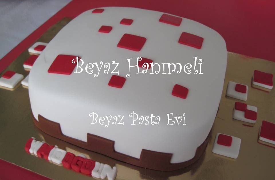 BEYAZ PASTA EVİ Minecraft pasta