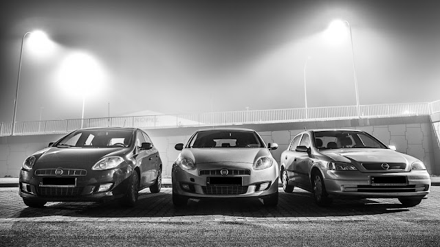 Fiat Bravo Opel Astra G II Cars Night photo photography