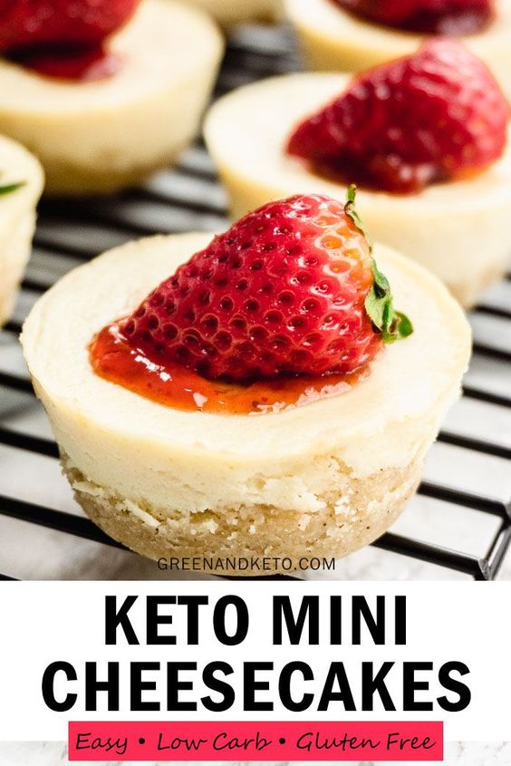 Vegetarian Gluten free · Makes 6 mini cheesecakes · Creamy and delicious mini cheescakes are one of the best keto-friendly desserts. These keto cheesecake bites are low-carb and gluten-free, but you'd never guess with how amazing they taste!