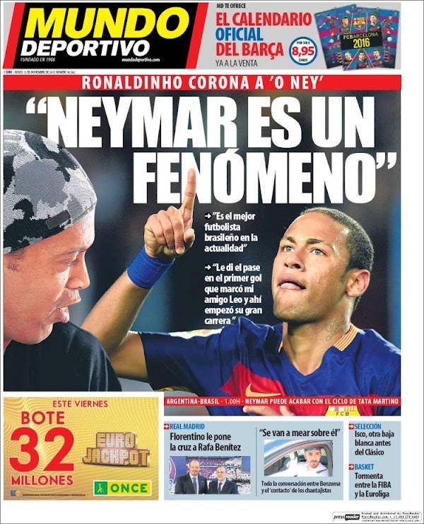 FC Barcelona, Mundo Deportivo: "Neymar es un fenómeno"