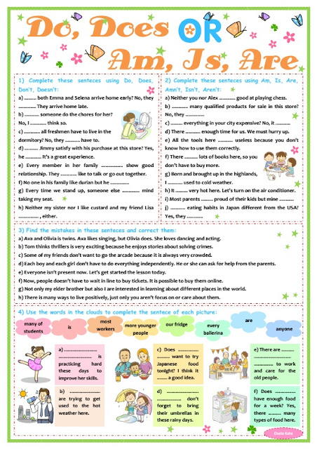 Ozela Kate: Worksheet for Children and Beginner - Auxiliary Verbs - Do ...