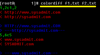 Linux: Diferencias entre dos archivos con colordiff