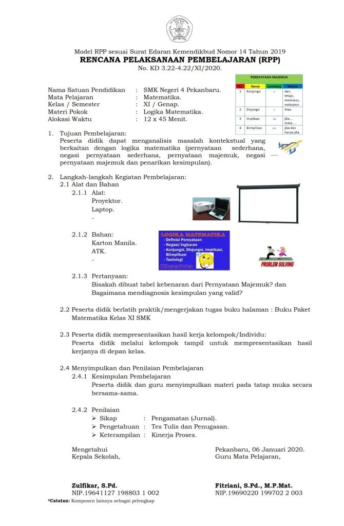 Berikut Format Contoh Model Rpp 1 Halaman Lembar Epanrita Com