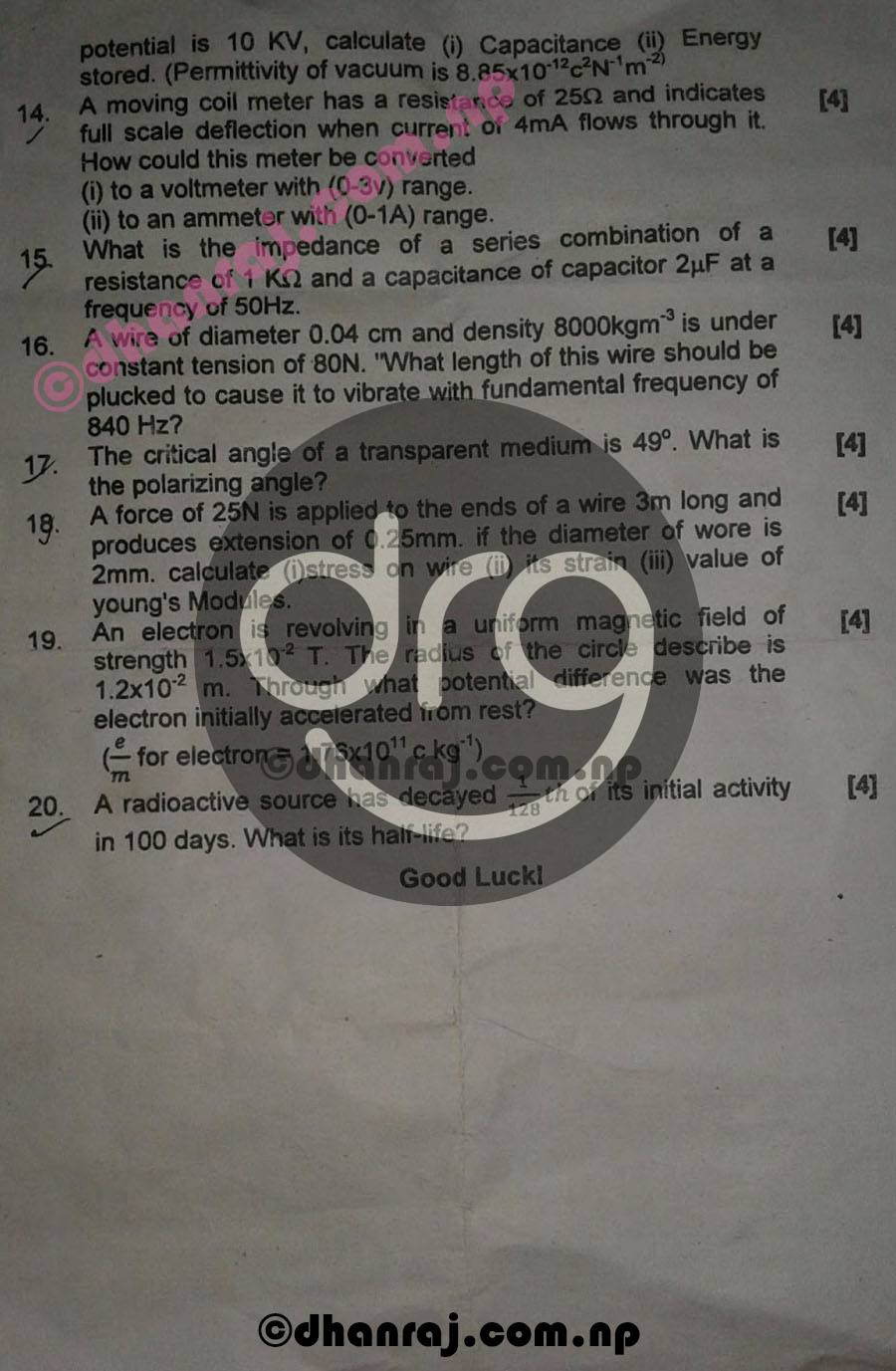 Engineering Science Question Paper N3