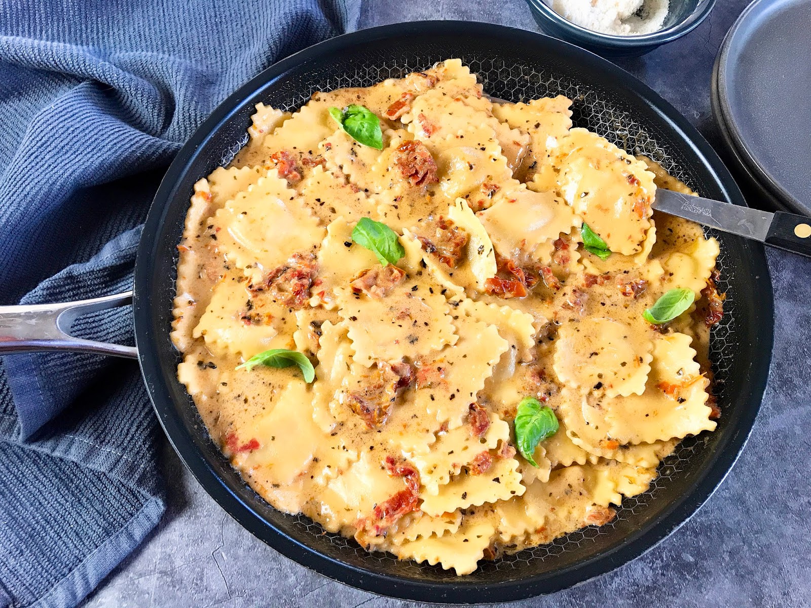 Ravioli with Sun Dried Tomato Cream Sauce