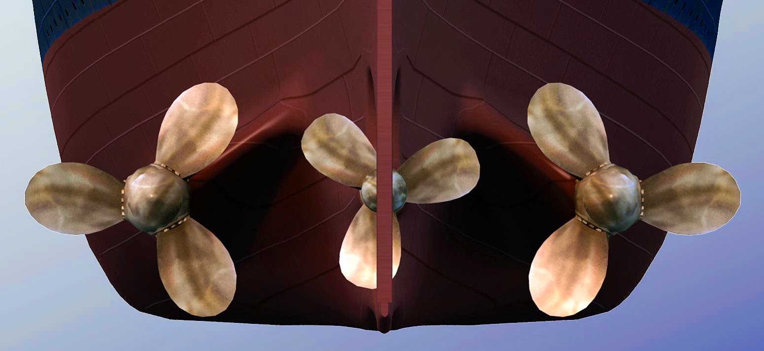 Titanic Database Titanic's central propeller 3 bladed or 4 bladed?