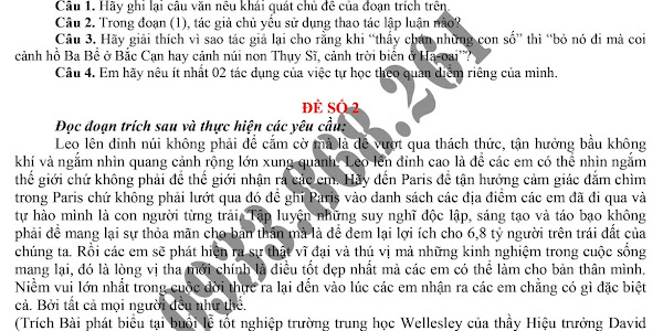 Bộ đề đọc hiểu Ngữ văn 9