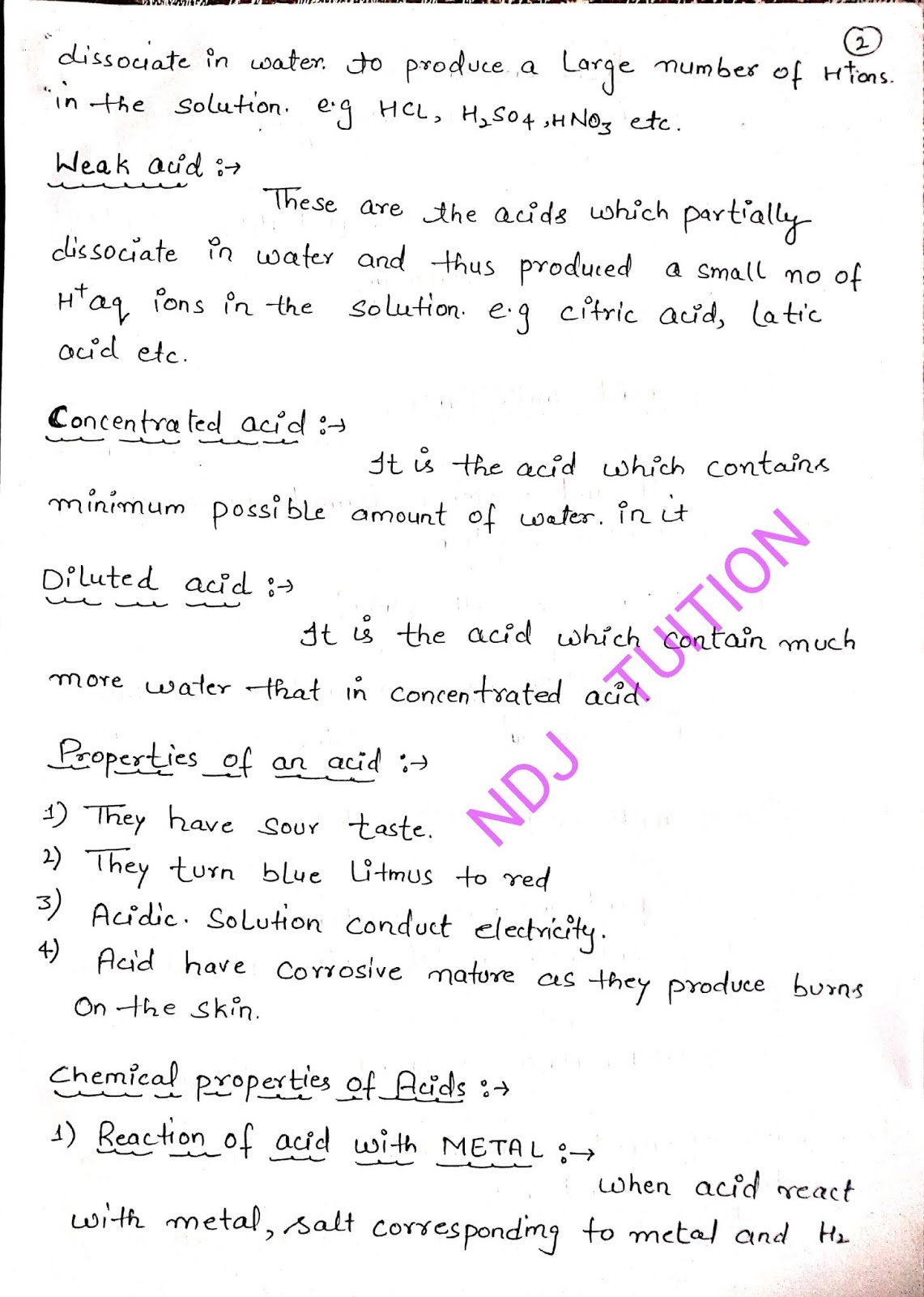 Acid Bases and Salts Handwritten Notes for 10th Science