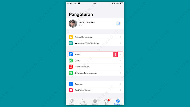 pengaturan akun whatsapp