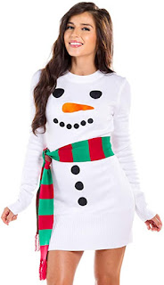 women's snowman ugly sweater dress