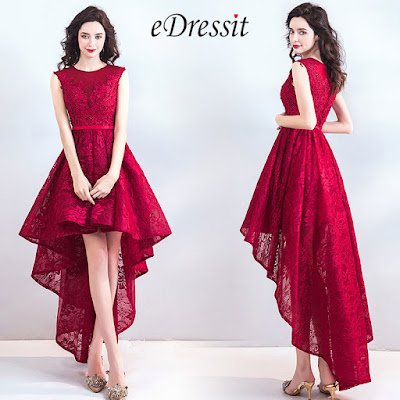 Red Sexy Lace Elegant Party Evening Dress