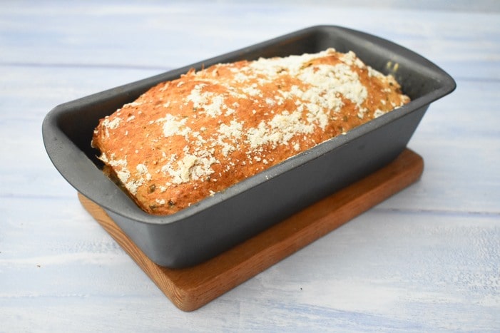 cheese and chive beer bread cheese and chive beer bread in a loaf tin