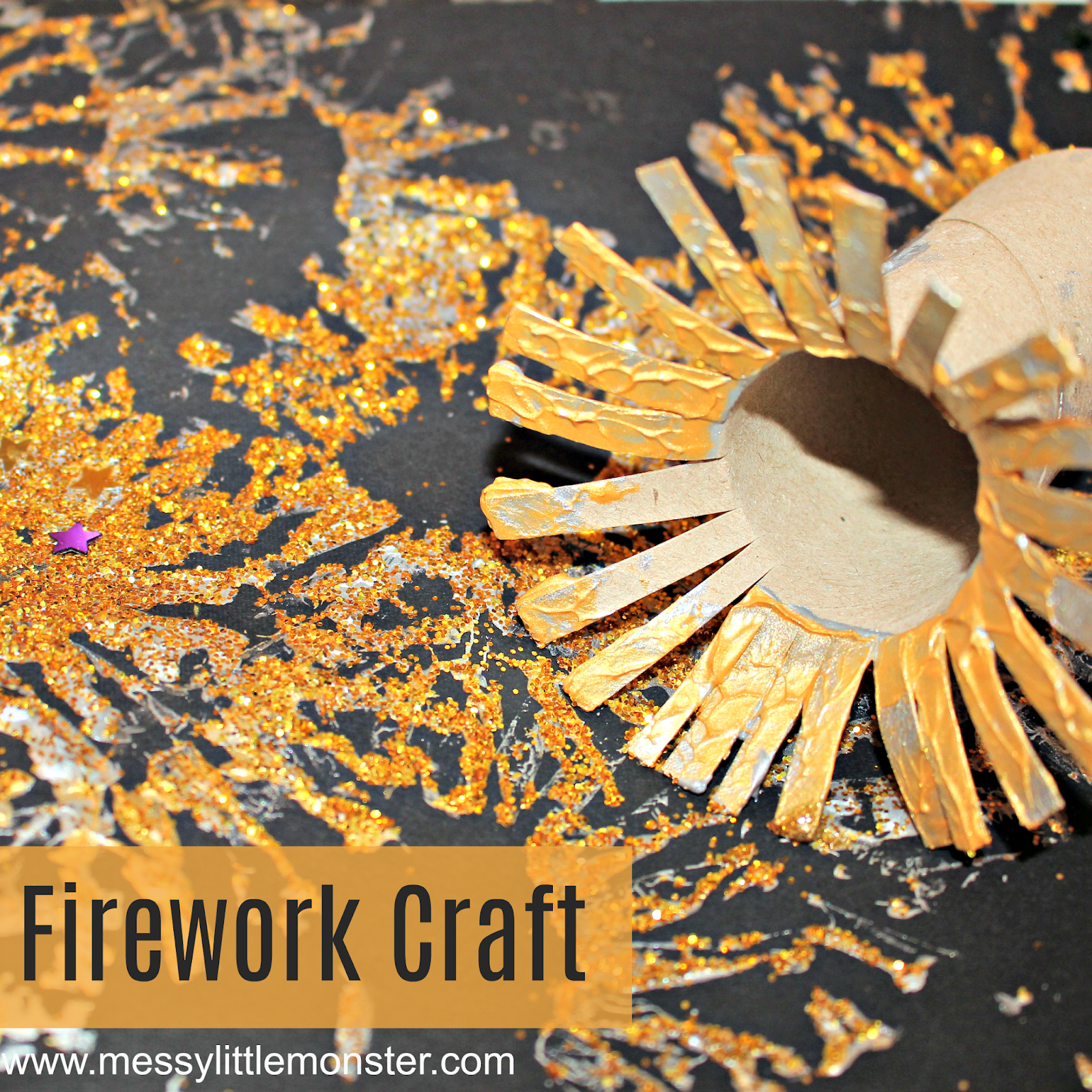 Fireworks craft and a fun painting technique for kids