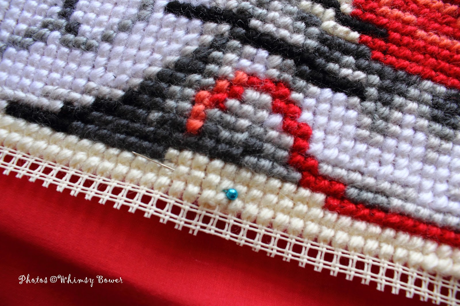 Whimsy Bower Cushioned, or how to turn a needlepoint into a pillow in