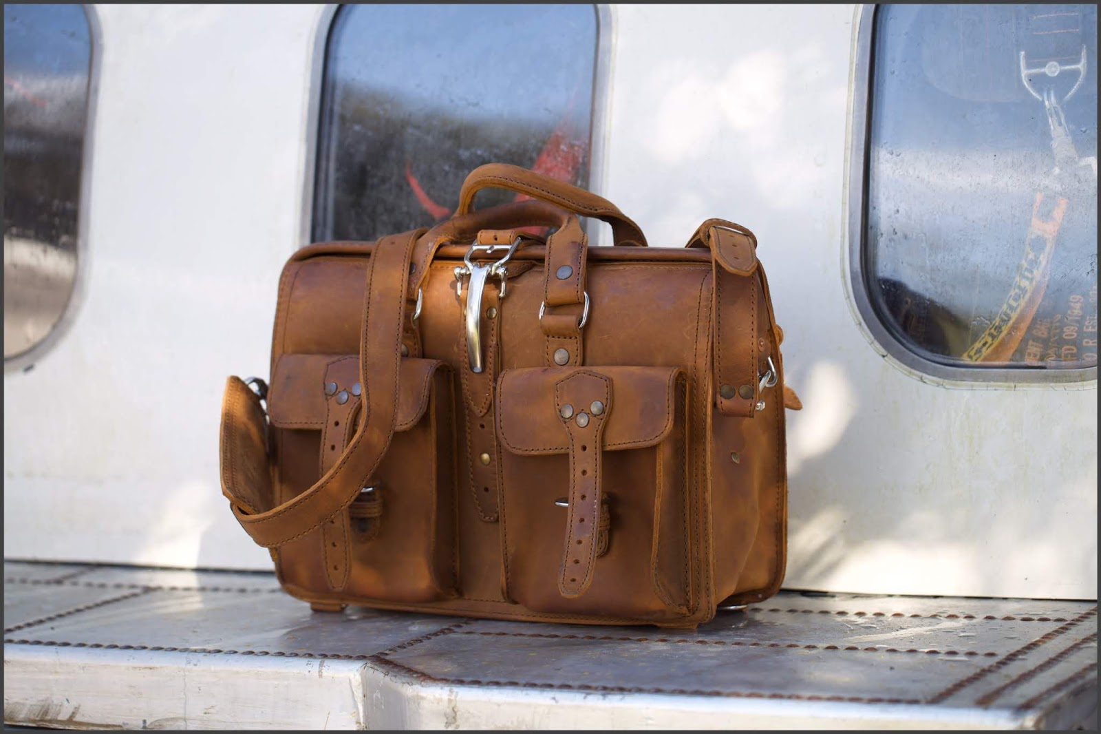 LeatherWerk Saddleback Leather Co. Flight Bag with mods