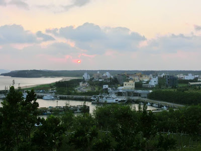 Sunset over Magong city at Penghu Island