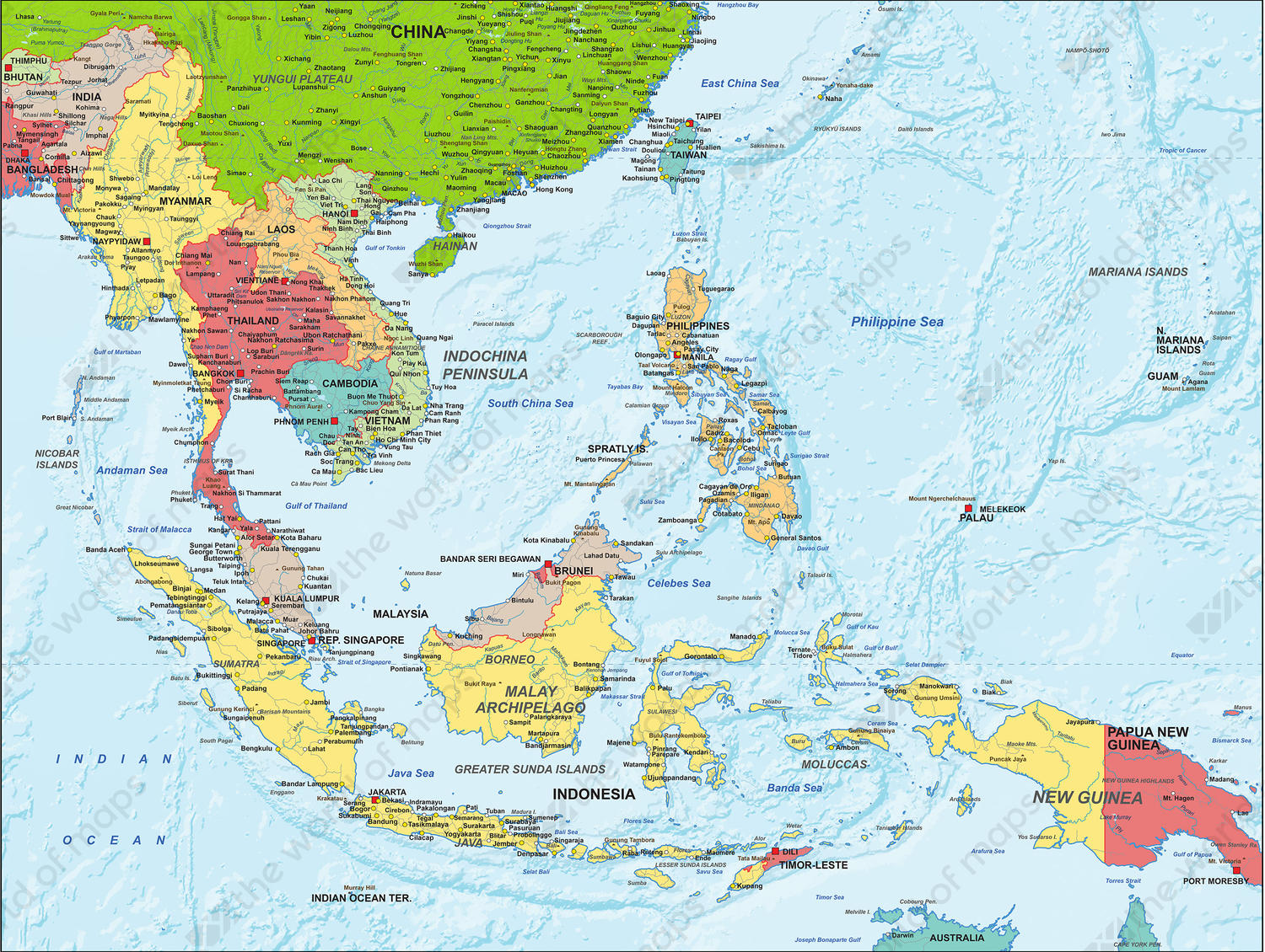 South And East Asia Political Map World Image
