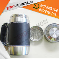 Souvenir Kantor Mug Office Leather Hitam, Vacuum Mug, Gelas / Mug Tumbler Stainless, Cetak Mug Kulit Saringan Teh, Mug Coffee Kulit Elegant, Mug kulit saringan stainless premium, MUG TERMOS KULIT SHUMA 450 ML