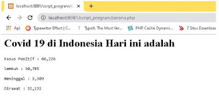 membuat program memantau perkembangan corona saat ini di Indonesia dari data JSON dengan PHP
