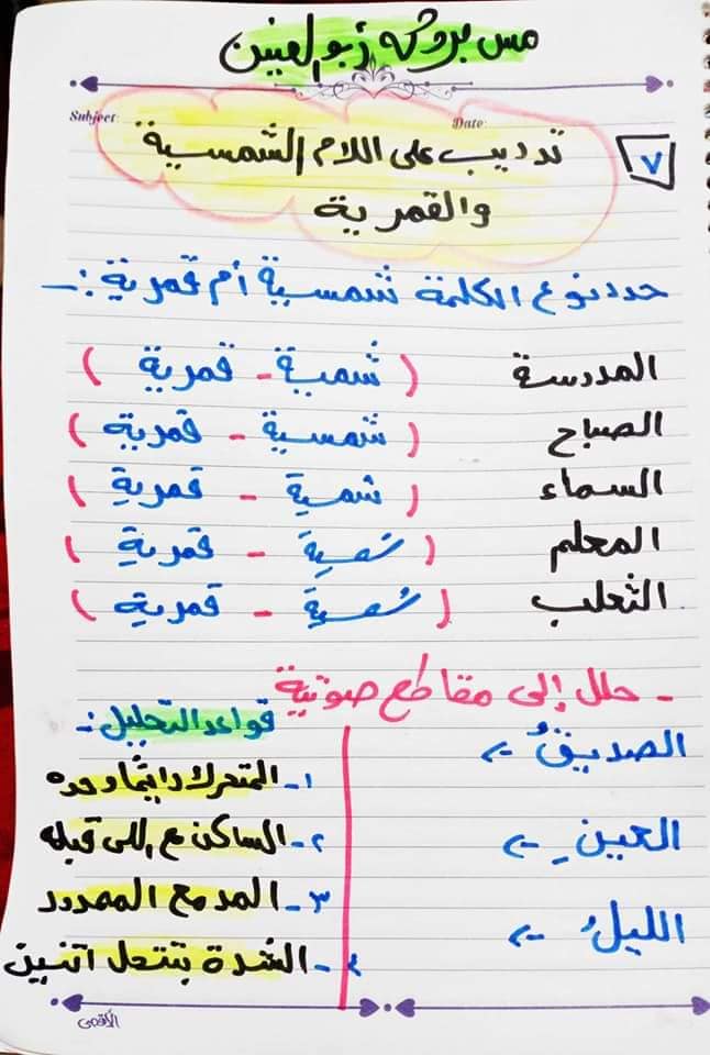 لغة عربية | مراجعة مهمة جدا من الصف الأول حتى الرابع الابتدائي قبل البدء في المنهج 7