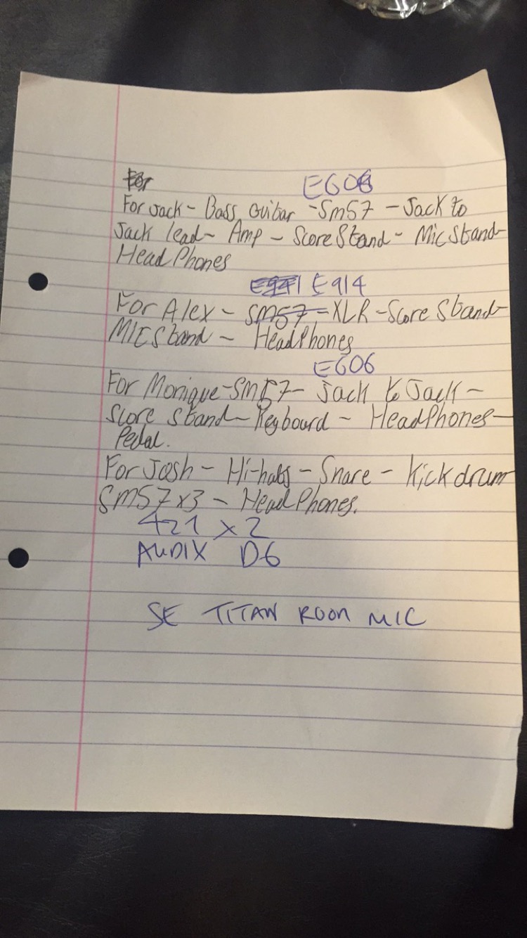 Miles Edwards Francis Checklist for Recording Studio