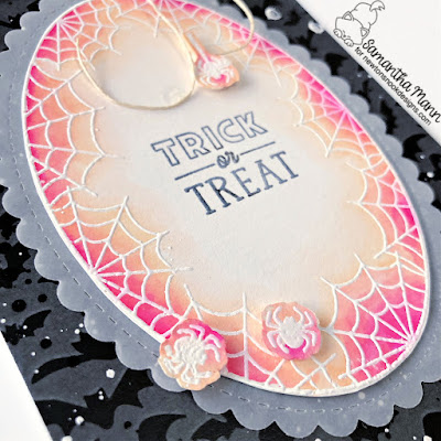 Spiderweb Oval Card by Samantha Mann for Newton's Nook Designs, Halloween, Card Making, Handmade cards, watercolor, #newtonsnook #newtonsnookdesigns #halloween #cardmaking #spiderweb