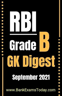 RBI Grade B GK Digest: September 2021