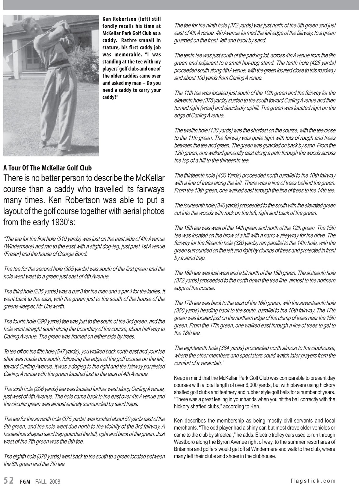 The Kitchissippi Museum The McKellar Golf Course Part Two (The