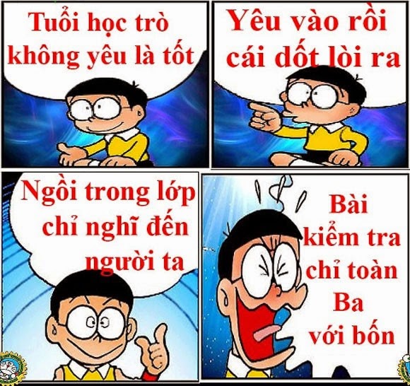 Ảnh chế Nobita thất tình buồn nhưng cười ra nước mắt