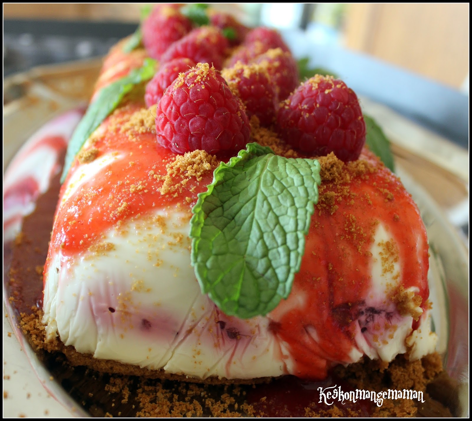 Keskonmangemaman? Terrine de framboises au chocolat blanc