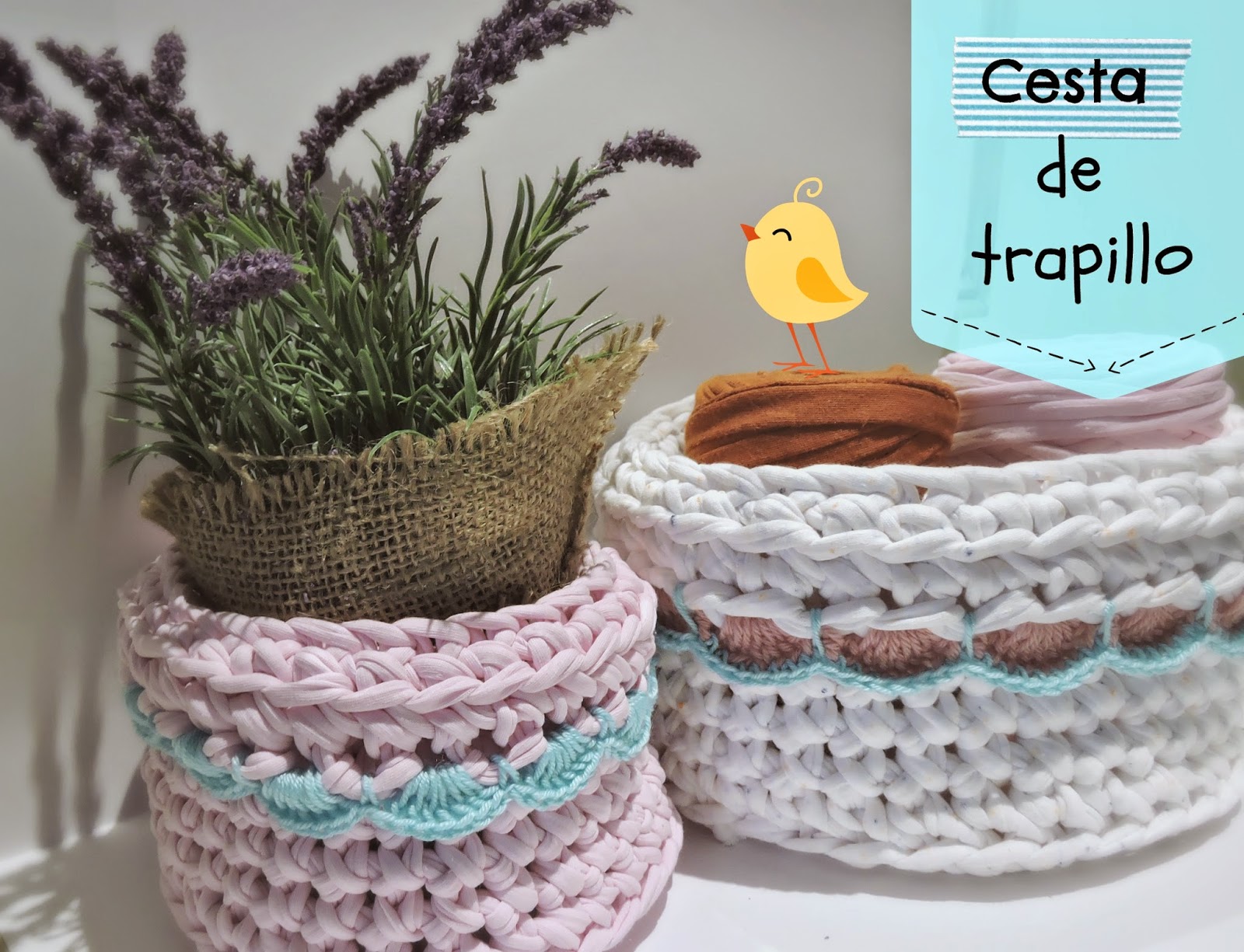 Happy Ganchillo Cómo hacer una cesta de trapillo con borde Tutorial Happy Ganchillo Cómo hacer una cesta de trapillo con borde Tutorial