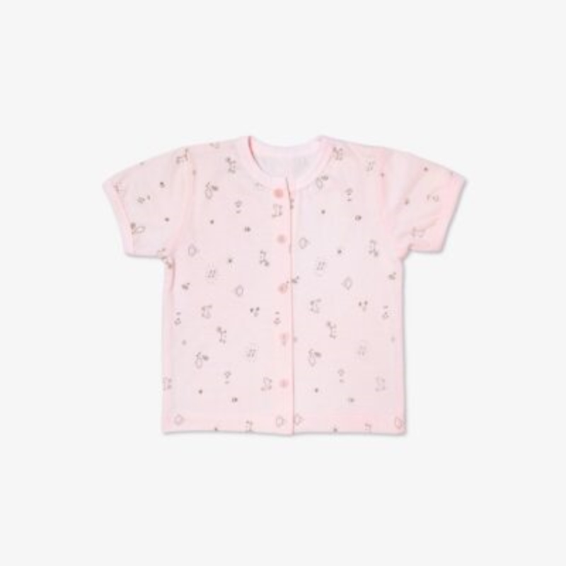 SET 5 áo ngắn tay Miomio cài giữa – Size 6M, Mèo hồng