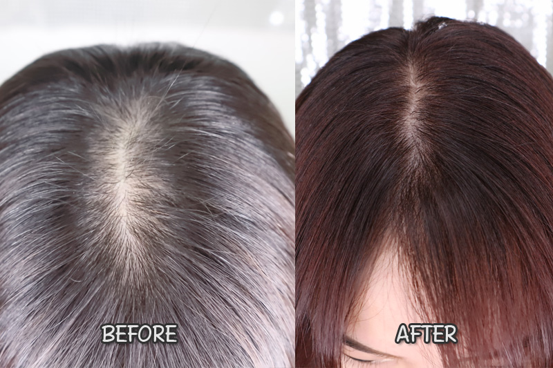 Before - After Beautylabo Hair Color Raspberry Pink
