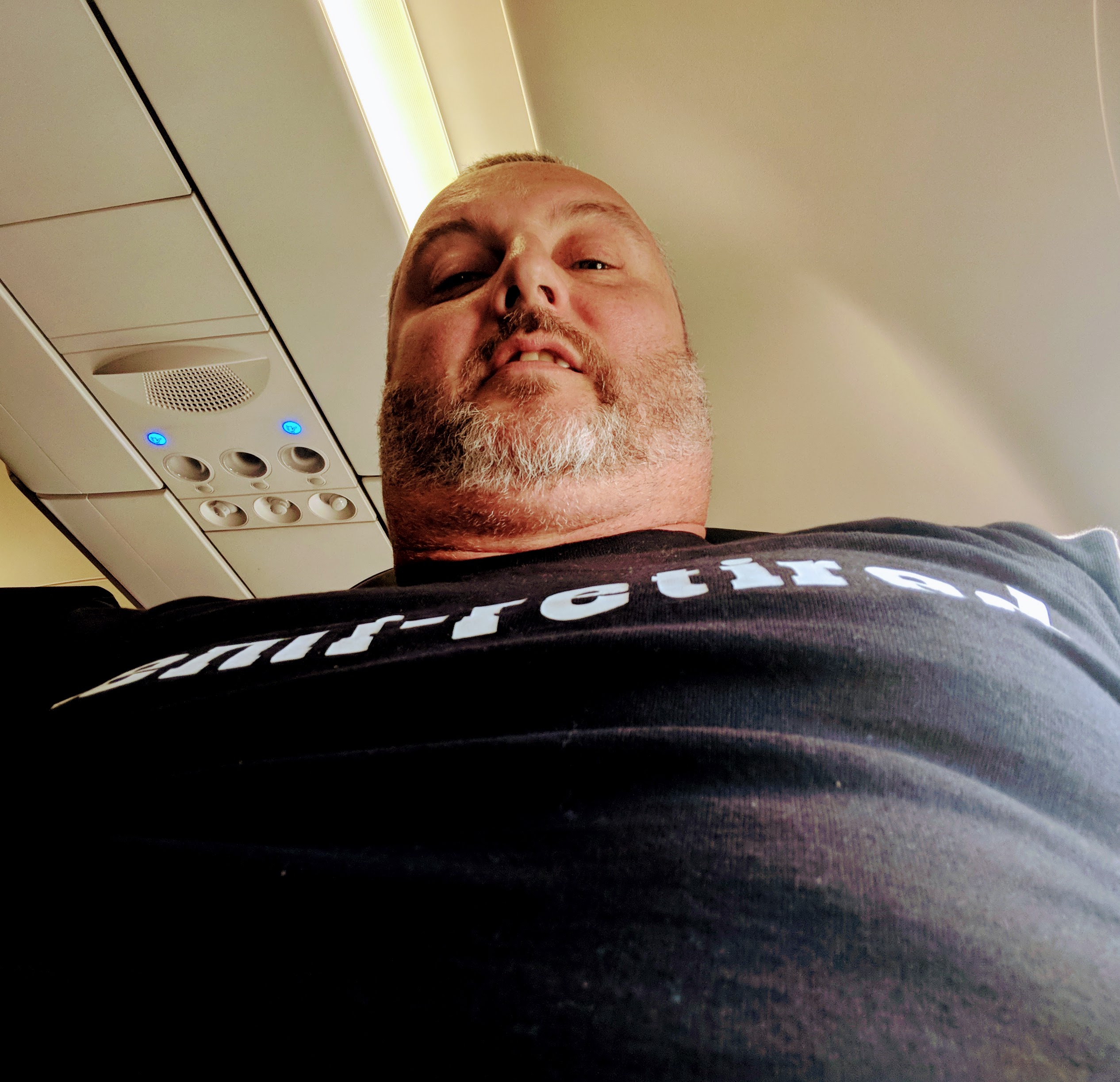 Strange angle of man in a t-shirt