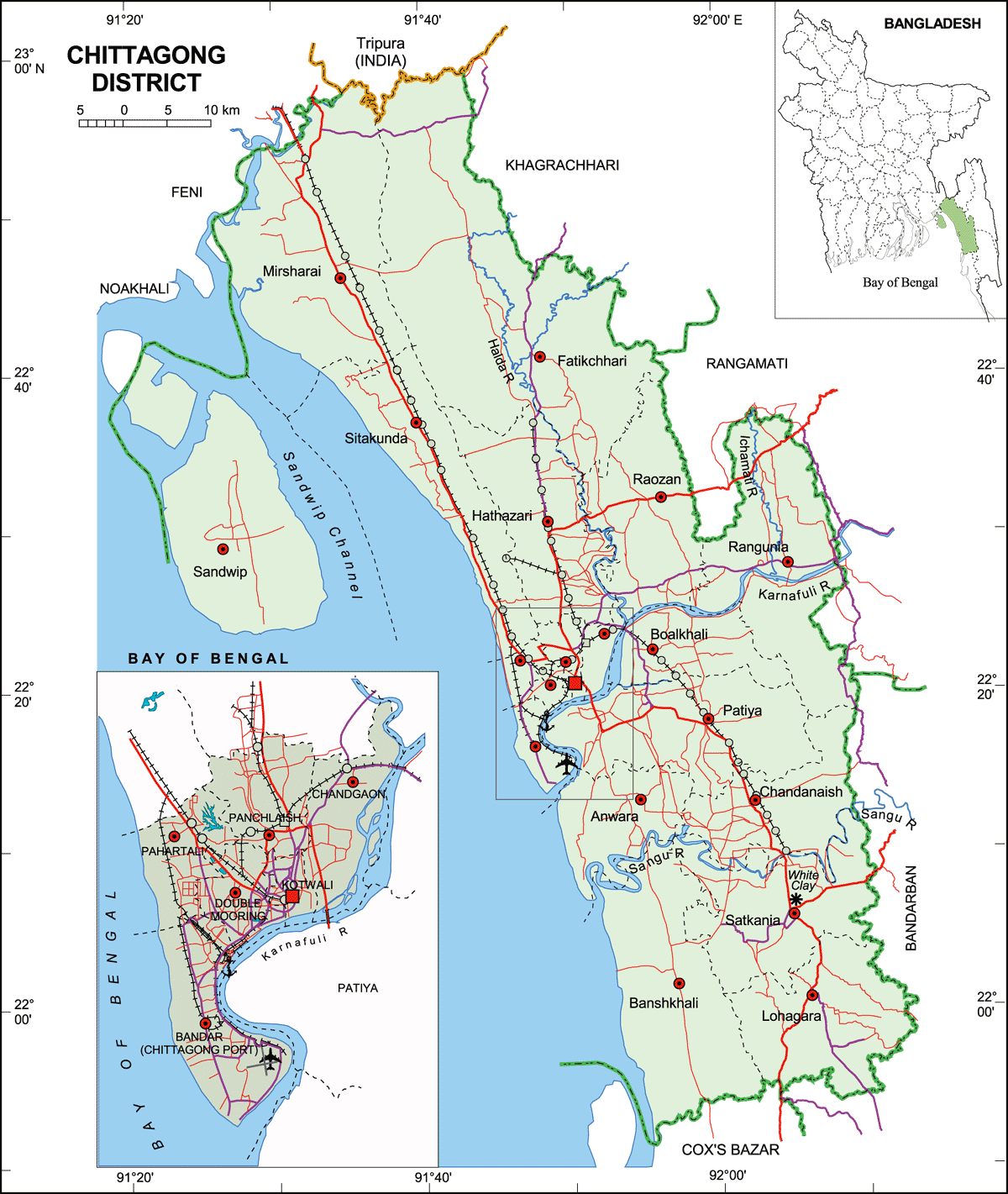 Chittagong District Map Bangladesh