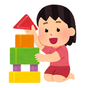 積み木で遊ぶ子供のイラスト（女の子）